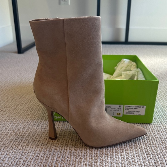Sam Edelman Ella Camel Suede Heeled Boots, size 7 NWT - Picture 1 of 5